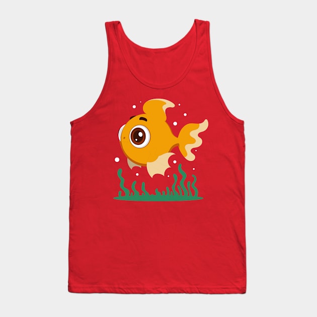 Gold Fish Cartoon Tank Top by Mako Design 